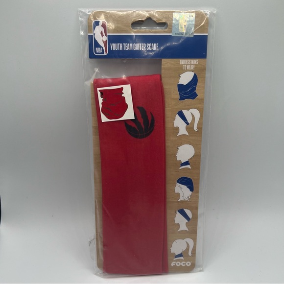 NEW NBA Toronto Raptors Team Youth Gaiter Scarf Red and Black Unisex Gaiter - Picture 3 of 6